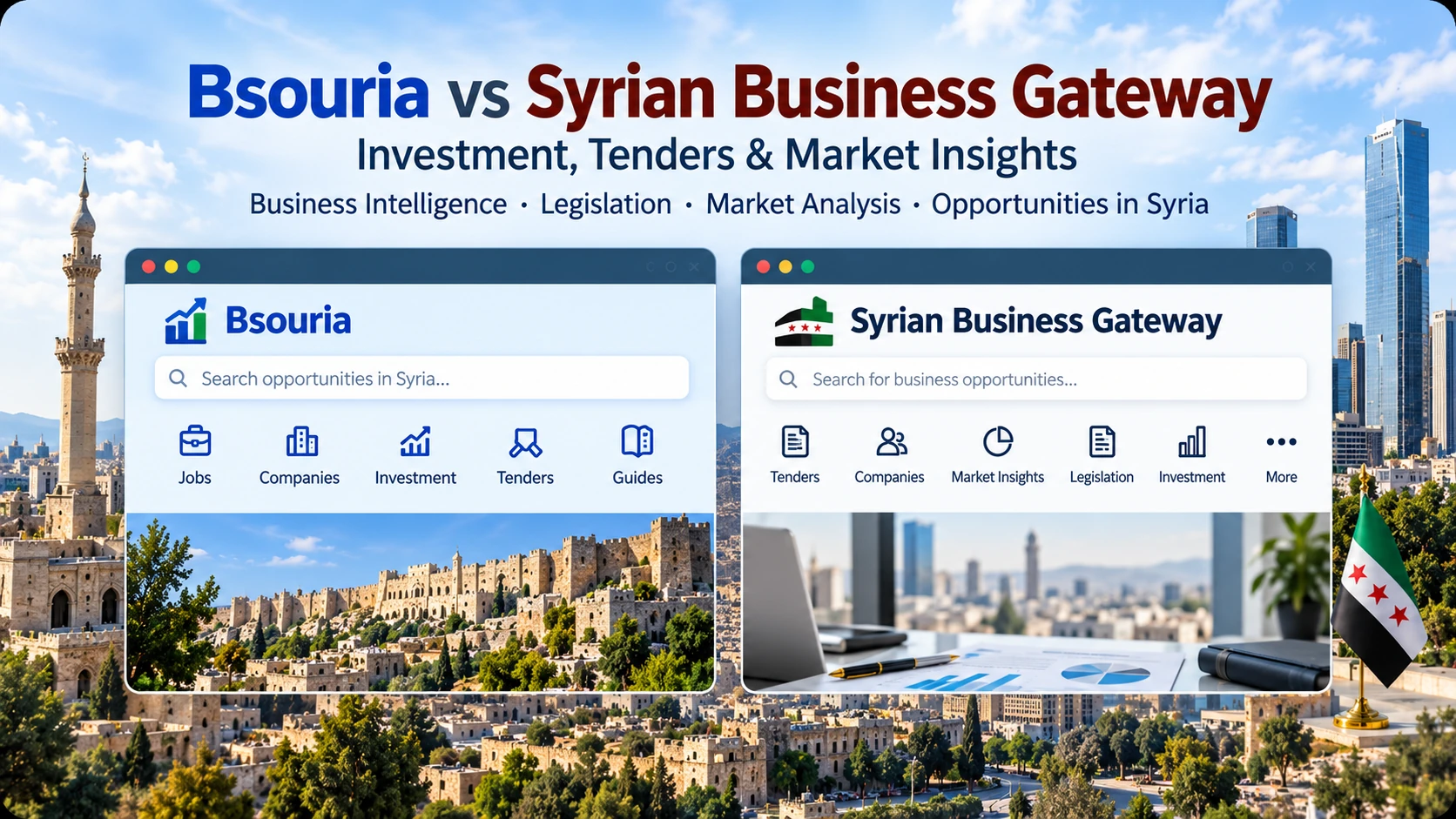 بسوريا أم بوابة الأعمال السورية؟ مقارنة للمستثمرين والشركات 2026