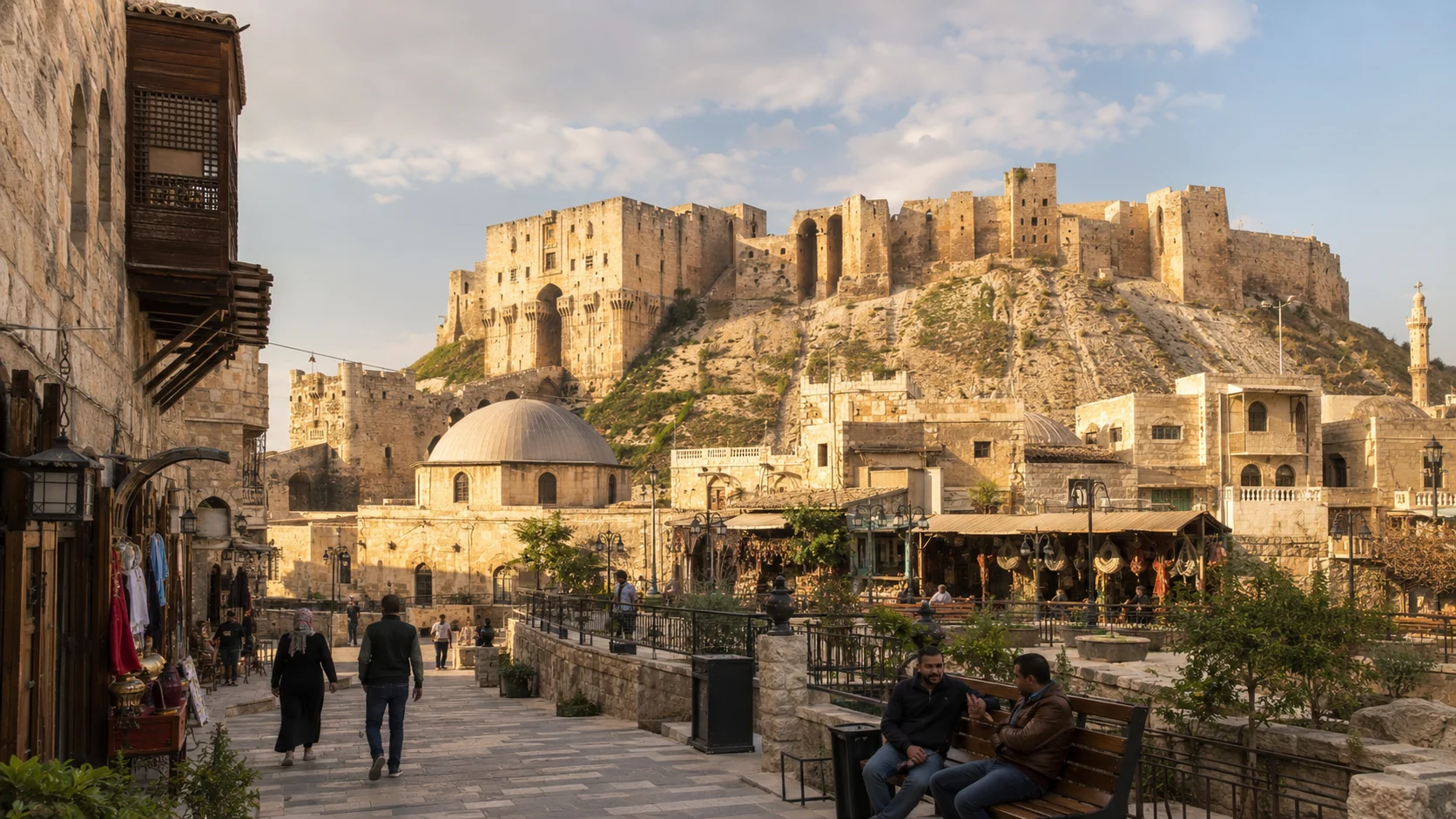 قلعة حلب والمدينة القديمة عند الغروب