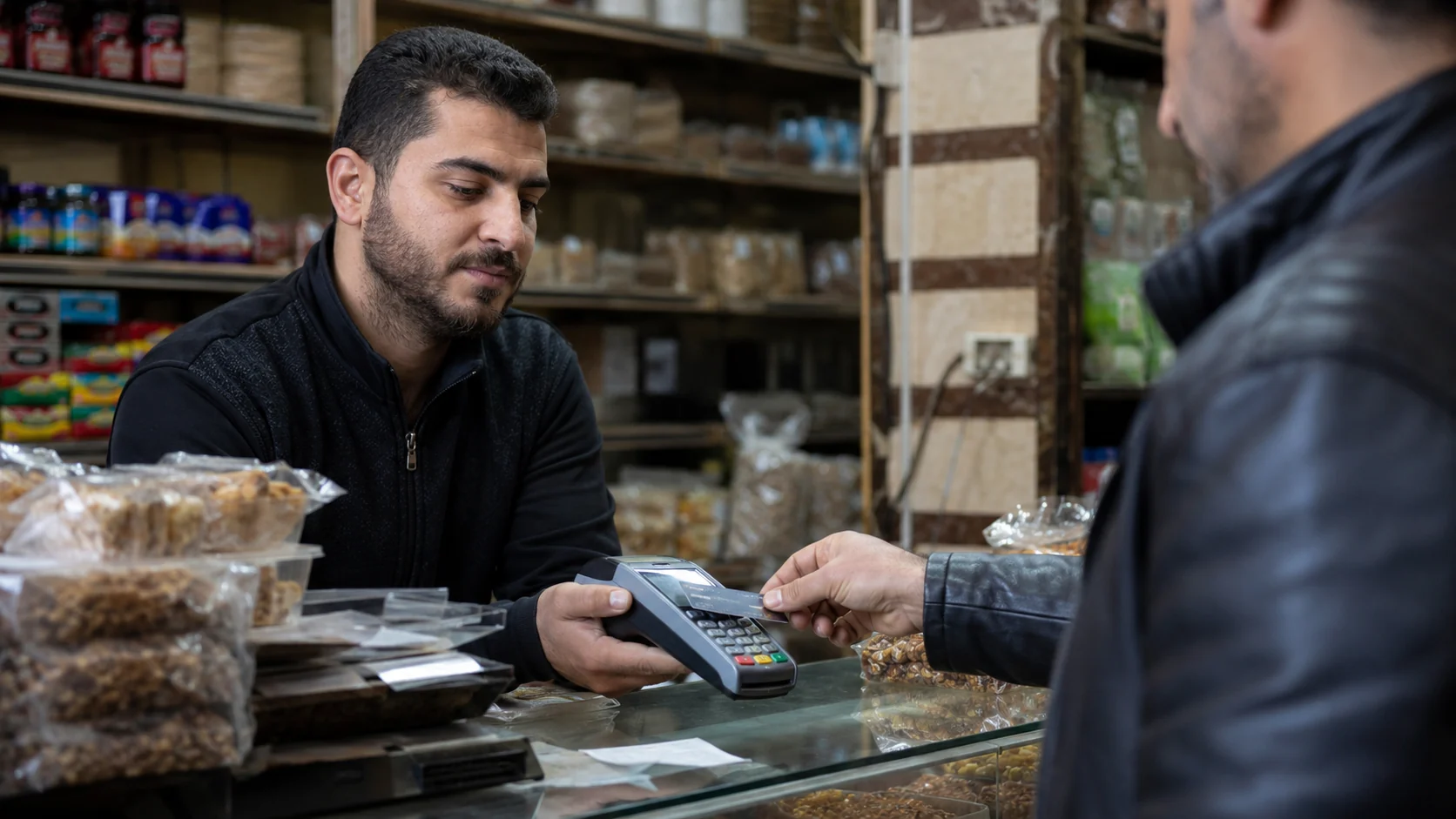 Paiement électronique par carte dans un petit commerce