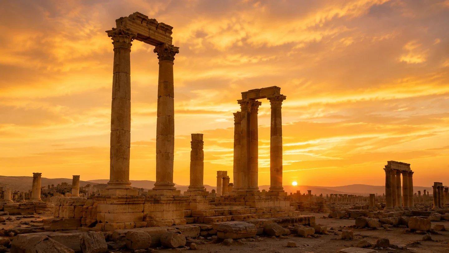 آثار تدمر في ضوء الصباح