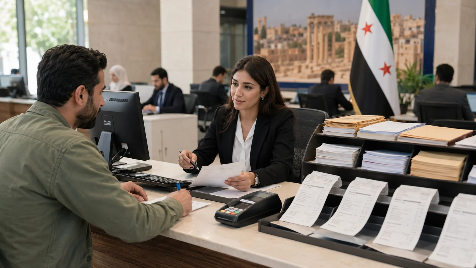 Handling taxes and fees at a service centre