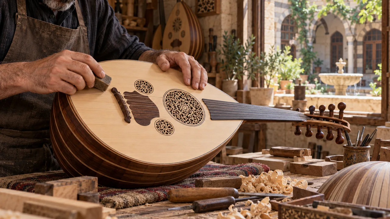 صناعة آلة عود يدوية في ورشة توضيحية